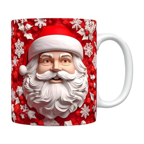 3D Weihnachtstasse | Keramik Schneemann Kaffeetasse | Neuartige Kaffeebecher mit flachem Weihnachts Schneemann Muster | Langlebige Milchbecher, Teetassen, Hoom Deko, Weihnachtsgeschenke für Freunde von Tedious