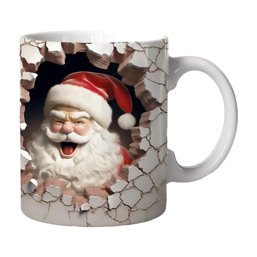 3D Weihnachtstasse | Keramik Schneemann Kaffeetasse | Neuartige Kaffeebecher mit flachem Weihnachts Schneemann Muster | Langlebige Milchbecher, Teetassen, Hoom Deko, Weihnachtsgeschenke für Freunde von Tedious