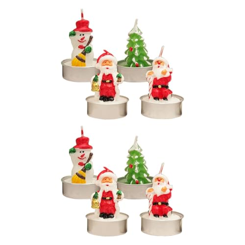 4/8-teiliges Weihnachtskerzen Set | Teelichter Weihnachtsdekorationen | Weihnachtsbaum Schneemann & Weihnachtsmann Kerze | Teelichter, Tischdekoration, Herzstück für die Weihnachtsfeier von Tedious