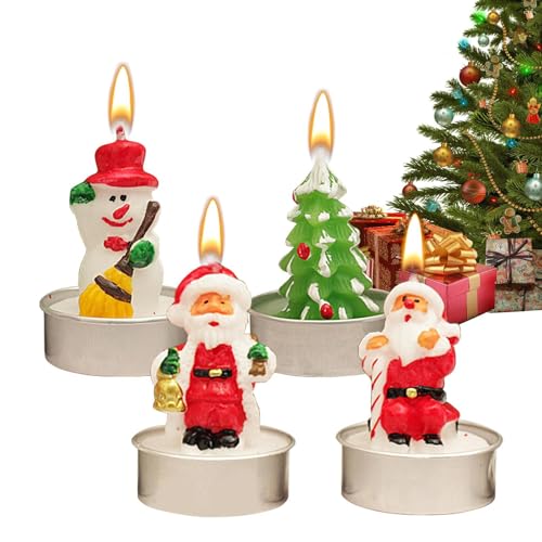 4/8-teiliges Weihnachtskerzen Set | Teelichter Weihnachtsdekorationen | Weihnachtsbaum Schneemann & Weihnachtsmann Kerze | Teelichter, Tischdekoration, Herzstück für die Weihnachtsfeier von Tedious