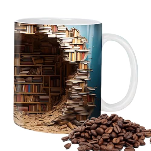 Book Lovers Kaffeetasse | 350 ml Neuheit Keramik Tasse | Bücherregal Kaffeebecher Tassen Buch-Liebhaber Geschenke | Langlebige Milchbecher, Teetassen, Room Deko, Weihnachtsgeschenke für Freunde von Tedious