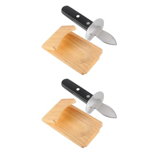 Tedious Austernöffner aus Holz | 1/2-Set Austernschäler Klammer | Tragbare Meeresfrüchte Werkzeuge, Austernmesser und Tablett | Austernschäler Öffner Werkzeug Set, Küchenhelfer für Zuhause, Picknick von Tedious