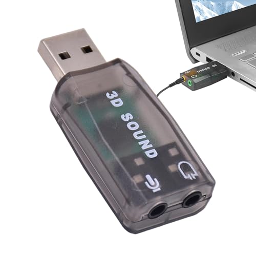 Tedious Externer USB-Sound-Adapter, Computer-USB-Audio-Adapter - Computer-Stereo-Sound-USB-Adapter 5.1-Kanal,Plug-and- -Audio-Adapter mit doppelter Schnittstelle für Live-Video-Streaming und von Tedious