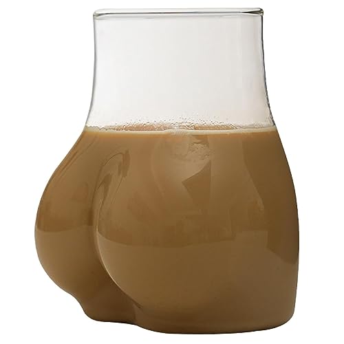 tedious Hintern Kaffeebecher | 450 ml Neuartige Trinkgläser | 3D Becher Wasserbecher mit Kolbenform | Niedliche Kaffeetassen aus Glas Home Deko Partygeschenke Freunde 1 Stück/2 Stück von Tedious