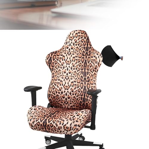 Tedkoo Gaming Stuhl bezug, Stretchy Polyester Stuhl überzug mit Armlehne Abdeckung für Büro Computer Gaming Stuhl(ohne Stuhl)(Leopard Print) von Tedkoo