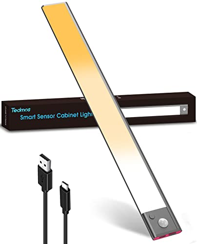 LED Unterbauleuchte Küche mit Bewegungsmelder und Akku, 3600mAh Dimmbar USB Aufladbar Schrankbeleuchtung mit Bewegungssensor Magnet Küchenbeleuchtung Unterbau Ohne Kabel LED Lichtleiste mit Sensor von Tedmos