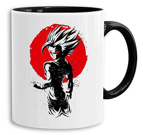 Red Sun Gohan - Tasse Kaffeetasse Son Ruffy Luffy Naruto Saitama One Dragon Master Goku Ball Vegeta Roshi Piece Db, Farbe:Weiß von Tee Kiki