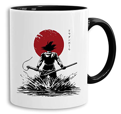 Red Sun Goku Back - Tasse Kaffeetasse Son Ruffy Luffy Naruto Saitama One Dragon Master Goku Ball Vegeta Roshi Piece Db, Farbe:Weiß von Tee Kiki