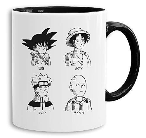SRNS - Tasse Kaffeetasse Son Ruffy Luffy Naruto Saitama One Dragon Master Goku Ball Vegeta Roshi Piece Db, Farbe:Weiß von Tee Kiki