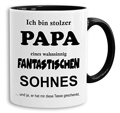 Stolzer Papa eines Sohnes - Tasse mit Spruch Kaffeetasse Kaffeebecher Kaffeepot Frühstückstasse Bürotasse Geschenk lustig, Farbe:Weiß von Tee Kiki