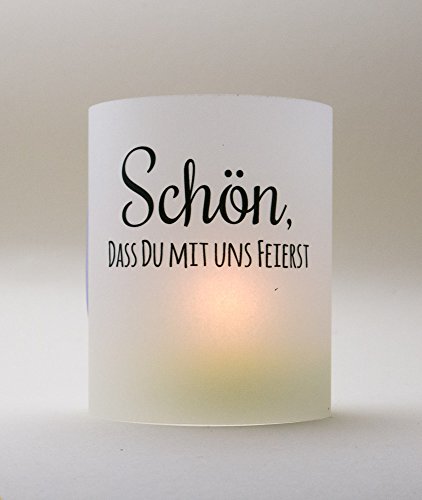 Webermann 4er Set Windlicht - Schön DASS du mit Uns Feierst - edle Kerzen Deko - Lichthülle für Tischlicht - Tischdeko Geschenk - Teelichthülle für Wohnzimmer von Tee Lichthülle