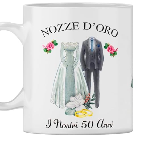 TeeDesign Tasse zum Hochzeitstag – Geschenkidee zum 50. Hochzeitstag – Geschenk zum Jahrestag der Goldenen Hochzeit – 50 Jahre von TeeDesign