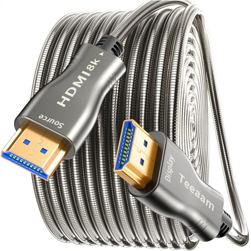 Teeaam 8K HDMI Glasfaserkabel 15M,Stahlpanzerung Optisch HDMI 2.1 Kabel 48Gbps Ultra High Speed,In Wall CL3 Rated,AOC 8K@60Hz,4K@120Hz/144Hz Dynamic HDR eARC Dolby HDCP2.2 Kompatibel mit PS5,Xbox Teeaam 8K HDMI Glasfaserkabel 15M,Stahlpanzerung Optisch HDMI 2.1 Kabel 48Gbps Ultra High Speed,In Wall CL3 Rated,AOC 8K@60Hz,4K@120Hz/144Hz Dynamic HDR eARC Dolby HDCP2.2 Kompatibel mit PS5,Xbox von Teeaam