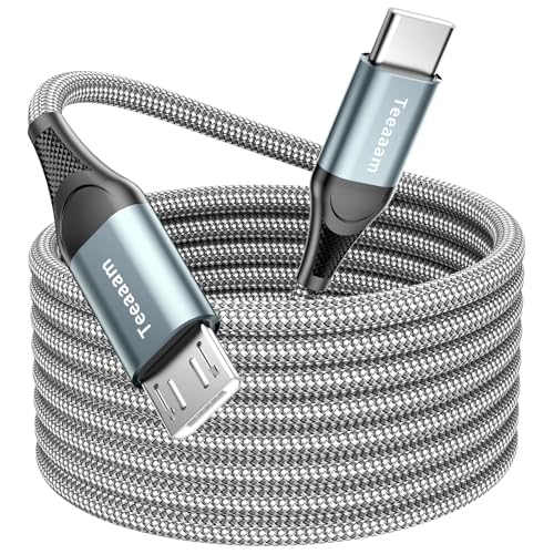 Teeaam USB C auf Micro USB Kabel 10M, USB Typ C auf Micro Kabel Nylon geflochtene USB C zu Micro Ladegerät Cabel Android Ladekabel Dast Sync Kompatibel für Galaxy S7/S5/J3/J5/J7, Huawei, HTC, LG-Grau von Teeaam