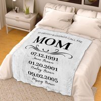 Benutzerdefinierte Mom Decke Geschenk | Name Kinder Datum Personalisiertes Für Mutter Nana Mama von Teegarb