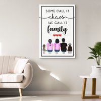 Manche Nennen Es Chaos Wir Familie Wandkunst | Personalisiertes Familienbild Personalisierter Hund Wandbild Geschenk Für Hundeliebhaber von Teegarb