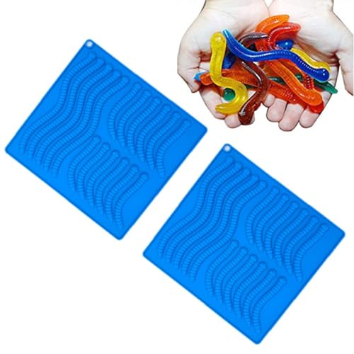 Teegxddy 2PCS Silikon Worm Fudge Formen für Fudge Süßigkeiten, große Obst Snack Formen für Kinder von Teegxddy
