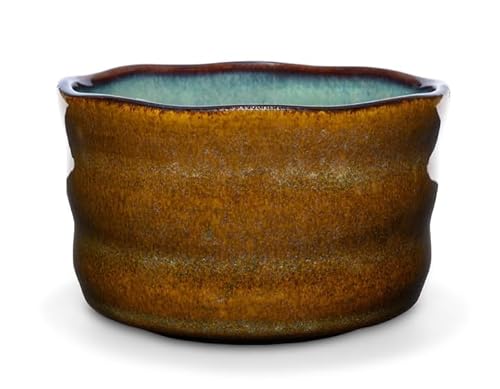MAOCI - Matcha Tee-Schale Chawan aus Porzellan 350ml braun handgefertigt von Teeladen Herzberg