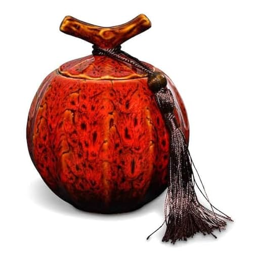 MAOCI - Teedose/Zuckerdose mit Quaste 400ml dunkelrot-meliert von Teeladen Herzberg