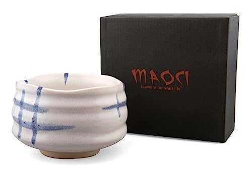 Teeladen Herzberg MAOCI - Matcha-Schale Chawan aus Porzellan 400ml mit Streifenmuster handgefertigt - als Geschenkbox Teeladen Herzberg MAOCI - Matcha-Schale Chawan aus Porzellan 400ml mit Streifenmuster handgefertigt - als Geschenkbox von Teeladen Herzberg