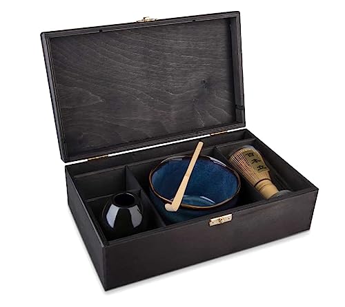 MAOCI Matcha Teeset Minwu Black Edition vierteilig mit Matchaschale, Matchabesen, Besenhalter und Matchalöffel - in edler Holz Box MAOCI Matcha Teeset Minwu Black Edition vierteilig mit Matchaschale, Matchabesen, Besenhalter und Matchalöffel - in edler Holz Box von Teeladen Herzberg