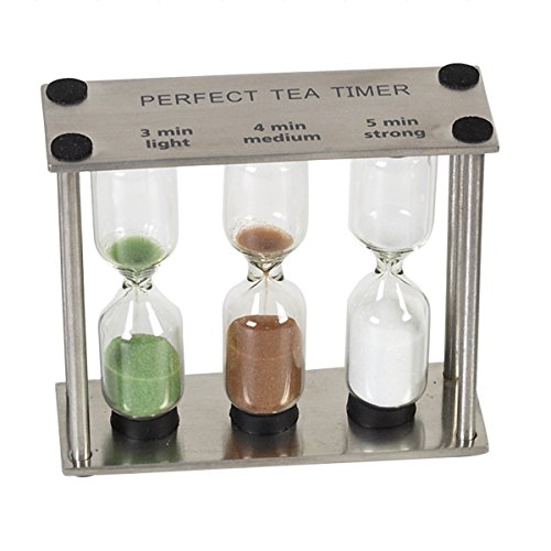 Tea-Timer / Tee-Sanduhr mit 3 Zeitanzeigen / 3 Farben (Edelstahl / Glas) von Teeland