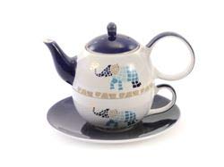 Tea for one Set VOI Keramik mit Goldauflage 4-teilig, Kanne: 0,4 l, Tasse: 0,2 l von Teemando