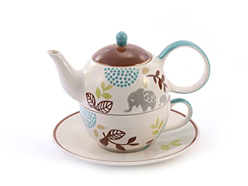 Teemando® Tea for one Set Ole Keramik, 4-teilig Kanne: 0,4 l, Tasse: 0,2 l von Teemando