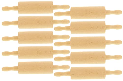 teemando® 10 X Marken-Holz-Teigrolle für Kinder, 26 cm, drehbare Achse, Marzipanrolle, einfaches ausrollen Mit dem Mini-Nudelholz von Teemando