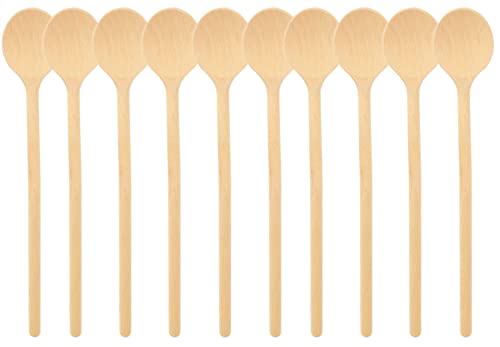 teemando® 10 X runder Marken-Kochlöffel aus Holz, 16 cm, Kochlöffel zum Kochen und Backen von Teemando