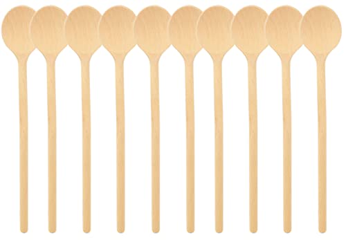 teemando® 10 X runder Marken-Kochlöffel aus Holz, 25 cm, Kochlöffel zum Kochen und Backen von Teemando