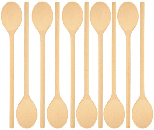 teemando® 10 x stabiler Marken-Kochlöffel aus Holz, 35 cm, ovaler Kochlöffel zum Kochen und Backen, garantiert unkaputtbar bei normaler Anwendung von Teemando