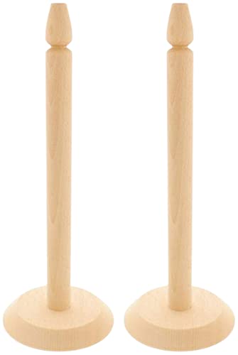 teemando® 2 X Küchenrollenständer 35 cm, mit Sockel aus hellem Buchenholz, eine Küchenrollenhalterung für den Küchentisch von Teemando