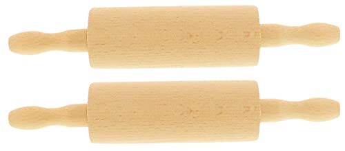 teemando® 2 X Marken-Holz-Teigrolle für Kinder, 26 cm, drehbare Achse, Marzipanrolle, einfaches ausrollen Mit dem Mini-Nudelholz von Teemando