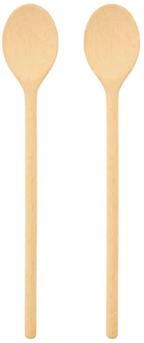 teemando® 2 X stabiler, ovaler Marken-Kochlöffel aus Holz, 25 cm, Kochlöffel zum Kochen und Backen von Teemando