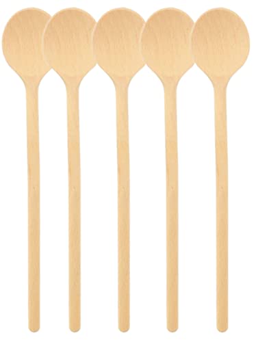 teemando® 5 X runder Marken-Kochlöffel aus Holz, 16 cm, Kochlöffel zum Kochen und Backen von Teemando