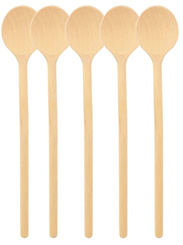 teemando® 5 X runder Marken-Kochlöffel aus Holz, 20 cm, Kochlöffel zum Kochen und Backen von Teemando