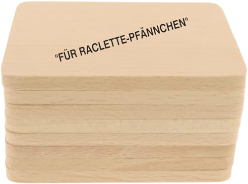 teemando® 8 X Raclette Untersetzer aus Holz mit Aufdruck, 10 cm, dekorativer Untersetzer für Gläser und Raclette-Pfännchen von Teemando