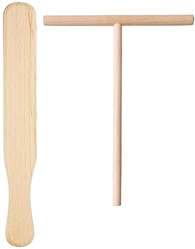 teemando® Crepes-Set, 2-teilig Crepes-Wender und Verteiler im Set aus Buchenholz 30 cm für Pfannkuchen, Pancake, Palatschinken von Teemando