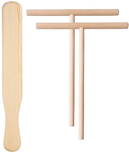 teemando® Crepes-Set, 3-teilig Crepes-Wender und Verteiler im Set aus Buchenholz 30 cm für Pfannkuchen, Pancake, Palatschinken, 2 Crepes-Verteiler, 1 Wender von Teemando