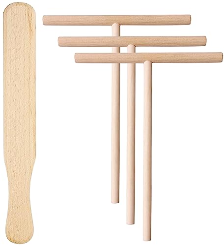 teemando® Crepes-Set, 4-teilig Crepes-Wender und Verteiler im Set aus Buchenholz 30 cm für Pfannkuchen, Pancake, Palatschinken, 3 Crepes-Verteiler, 1 Wender von Teemando