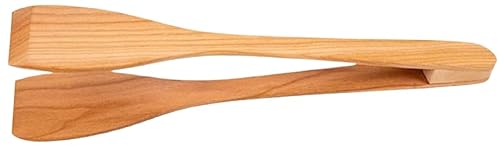 teemando® elegante Salatzange und Servierzange aus Kirschholz, 30 cm, Salat und Antipasti sicher greifen mit der stabilen Holz-Zange von Teemando
