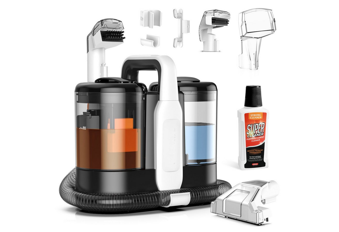 Teendow Wasch-Sauger Waschsauger Teppichreiniger Polsterreiniger Gerät, 15kPa,1.5L, 500 W, Beutellos, Doppeltanksystem, Tierhaarentfernung,Waschbarer Filter von Teendow