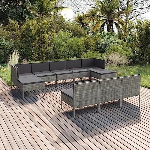 10-TLG. Garten-Lounge-Set, Poly Rattan Grau mit dicken Auflagen, modulares Outdoor-Möbel für Terrasse, Balkon & Gartenbereich 10-TLG. Garten-Lounge-Set, Poly Rattan Grau mit dicken Auflagen, modulares Outdoor-Möbel für Terrasse, Balkon & Gartenbereich von Teenpull