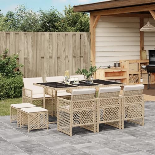 11-TLG. Garten-Essgruppe Beige Poly Rattan, Klappstühle, Glastisch, Outdoor-Möbel Set für Terrasse, Balkon, Esszimmer, pflegeleicht, UV-beständig 11-TLG. Garten-Essgruppe Beige Poly Rattan, Klappstühle, Glastisch, Outdoor-Möbel Set für Terrasse, Balkon, Esszimmer, pflegeleicht, UV-beständig von Teenpull