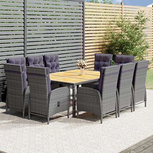 11-TLG. Garten-Essgruppe Poly Rattan Grau, verstellbare Stühle, wetterfestes Outdoor Dining Set für Terrasse, Balkon & Garten 11-TLG. Garten-Essgruppe Poly Rattan Grau, verstellbare Stühle, wetterfestes Outdoor Dining Set für Terrasse, Balkon & Garten von Teenpull