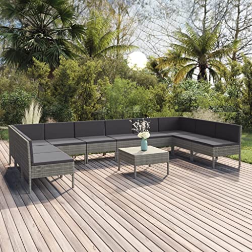 11-TLG. Garten-Lounge-Set, Poly Rattan Grau mit Anthrazit Auflagen, Modulares Outdoor Terrassenmöbel für Entspannung und Geselligkeit 11-TLG. Garten-Lounge-Set, Poly Rattan Grau mit Anthrazit Auflagen, Modulares Outdoor Terrassenmöbel für Entspannung und Geselligkeit von Teenpull