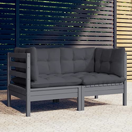 2-Sitzer-Gartensofa aus massivem Kiefernholz, Anthrazit-Kissen, modular erweiterbar, für Terrasse Balkon Garten, Robustes Outdoor-Möbelset 2-Sitzer-Gartensofa aus massivem Kiefernholz, Anthrazit-Kissen, modular erweiterbar, für Terrasse Balkon Garten, Robustes Outdoor-Möbelset von Teenpull