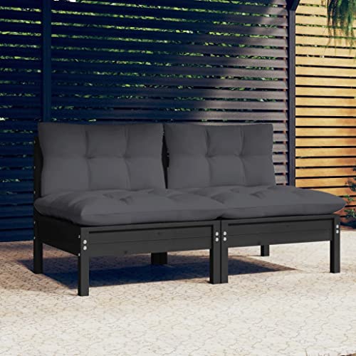2-Sitzer-Gartensofa mit Anthrazit Kissen, Massivholz Kiefer, Robustes Outdoor-Loungemöbel für Terrasse, Balkon und Garten, modular erweiterbar von Teenpull