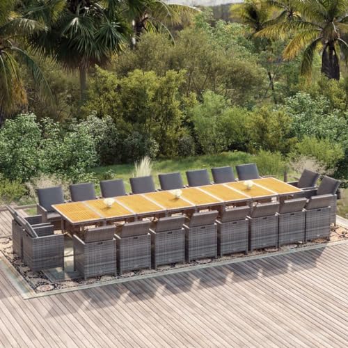 21-TLG. Garten-Essgruppe Grau aus Poly Rattan mit Kissen, klappbaren Stühlen und robustem Stahlgestell für Outdoor Essbereich, Balkon & Terrasse 21-TLG. Garten-Essgruppe Grau aus Poly Rattan mit Kissen, klappbaren Stühlen und robustem Stahlgestell für Outdoor Essbereich, Balkon & Terrasse von Teenpull